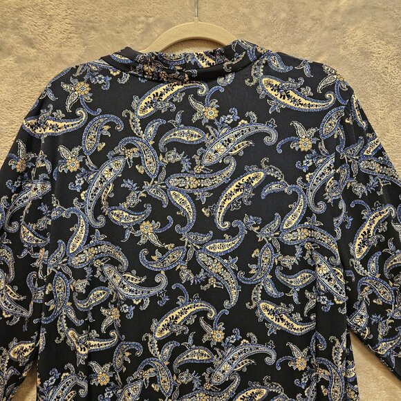 Charter Club Blouse Tunic Womens XXL Blue Paisley slinky flowy V-neck boho - Picture 4 of 13